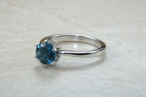 London Blue Topaz ring. 6mm round Topaz. November birthstone,Sagittarius Zodiac Gemstone.Perfect  birthday or Anniversary Gift.