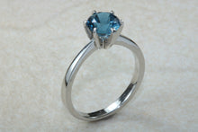 Load image into Gallery viewer, London Blue Topaz ring. 6mm round Topaz. November birthstone,Sagittarius Zodiac Gemstone.Perfect  birthday or Anniversary Gift.