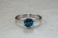 Load image into Gallery viewer, London Blue Topaz ring. 6mm round Topaz. November birthstone,Sagittarius Zodiac Gemstone.Perfect  birthday or Anniversary Gift.