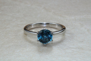 London Blue Topaz ring. 6mm round Topaz. November birthstone,Sagittarius Zodiac Gemstone.Perfect  birthday or Anniversary Gift.