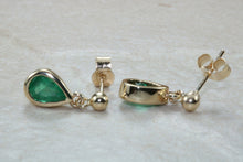 Load image into Gallery viewer, 1.50 ct Top Bottle Green Grade Natural Emerald Dropper Stud Earrings
