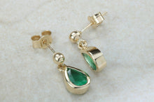 Load image into Gallery viewer, 1.50 ct Top Bottle Green Grade Natural Emerald Dropper Stud Earrings