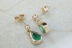 1.50 ct Top Bottle Green Grade Natural Emerald Dropper Stud Earrings