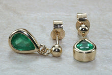 Load image into Gallery viewer, 1.50 ct Top Bottle Green Grade Natural Emerald Dropper Stud Earrings