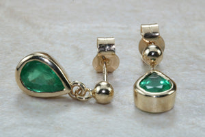 1.50 ct Top Bottle Green Grade Natural Emerald Dropper Stud Earrings