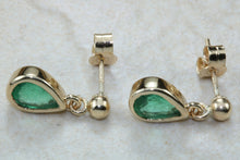 Load image into Gallery viewer, 1.50 ct Top Bottle Green Grade Natural Emerald Dropper Stud Earrings