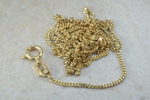Load image into Gallery viewer, 9ct yellow gold chain, flat diamond cut curb chain, perfect for pendants or to wear alone. 18 inch long