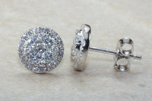 Load image into Gallery viewer, Dressy diamond cluster stud earings,natural round cut diamonds set in 18ct white gold. This has to be the perfect gift for any occasion
