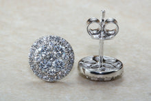 Load image into Gallery viewer, Dressy diamond cluster stud earings,natural round cut diamonds set in 18ct white gold. This has to be the perfect gift for any occasion
