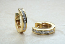 Load image into Gallery viewer, Diamond set half hoop earrings. 18ct Gold with Latchback fittings.Perfect gift solution for any occasion. F VS1 grade Diamonds