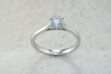 Load image into Gallery viewer, Elegant Charles and Colvard 1 carat Forever One graded Mossainte platinum solitaire
