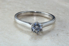 Load image into Gallery viewer, Elegant Charles and Colvard 1 carat Forever One graded Mossainte platinum solitaire