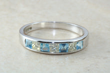 Load image into Gallery viewer, Rare Combination of Diamond and Blue Topaz Eternity Ring