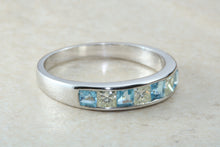 Load image into Gallery viewer, Rare Combination of Diamond and Blue Topaz Eternity Ring