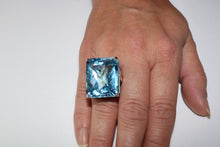 Load image into Gallery viewer, Very Large 70 carat Sky Blue Topaz set White Gold Statement Ring