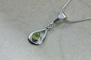 Natural Peridot Gemstone Pendant.Sterling Silver Peridot Necklace.Perfect 16th,18th,21st birthday or Anniversary Gift.Pendant with Chain