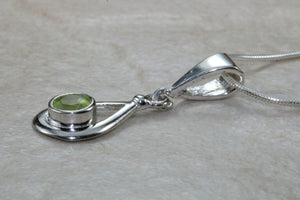 Natural Peridot Gemstone Pendant.Sterling Silver Peridot Necklace.Perfect 16th,18th,21st birthday or Anniversary Gift.Pendant with Chain