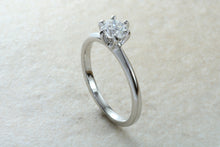 Load image into Gallery viewer, Traditional yet elegant Charles and Colvard Mossainte solitaire, top Forever One grade Lab created Diamond, 0.50 to 3 carat sizes available