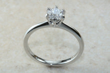 Load image into Gallery viewer, Traditional yet elegant Charles and Colvard Mossainte solitaire, top Forever One grade Lab created Diamond, 0.50 to 3 carat sizes available