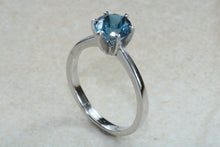 Load image into Gallery viewer, London Blue Topaz ring. 6mm round Topaz. November birthstone,Sagittarius Zodiac Gemstone.Perfect  birthday or Anniversary Gift.