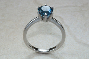 London Blue Topaz ring. 6mm round Topaz. November birthstone,Sagittarius Zodiac Gemstone.Perfect  birthday or Anniversary Gift.