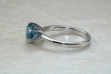 Load image into Gallery viewer, London Blue Topaz ring. 6mm round Topaz. November birthstone,Sagittarius Zodiac Gemstone.Perfect  birthday or Anniversary Gift.