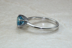 London Blue Topaz ring. 6mm round Topaz. November birthstone,Sagittarius Zodiac Gemstone.Perfect  birthday or Anniversary Gift.