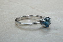 Load image into Gallery viewer, London Blue Topaz ring. 6mm round Topaz. November birthstone,Sagittarius Zodiac Gemstone.Perfect  birthday or Anniversary Gift.