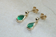 Load image into Gallery viewer, 1.50 ct Top Bottle Green Grade Natural Emerald Dropper Stud Earrings