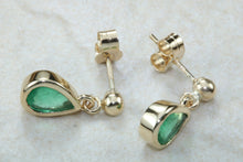Load image into Gallery viewer, 1.50 ct Top Bottle Green Grade Natural Emerald Dropper Stud Earrings
