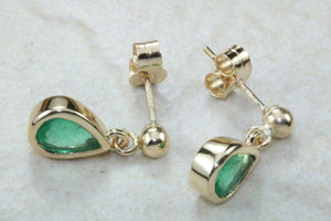 1.50 ct Top Bottle Green Grade Natural Emerald Dropper Stud Earrings