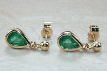 Load image into Gallery viewer, 1.50 ct Top Bottle Green Grade Natural Emerald Dropper Stud Earrings