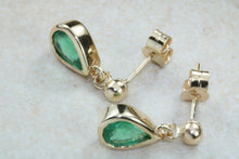 Load image into Gallery viewer, 1.50 ct Top Bottle Green Grade Natural Emerald Dropper Stud Earrings