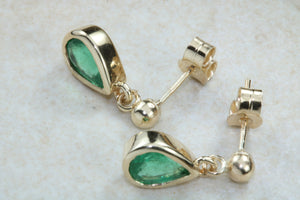1.50 ct Top Bottle Green Grade Natural Emerald Dropper Stud Earrings