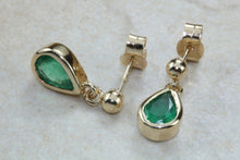 Load image into Gallery viewer, 1.50 ct Top Bottle Green Grade Natural Emerald Dropper Stud Earrings