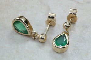 1.50 ct Top Bottle Green Grade Natural Emerald Dropper Stud Earrings