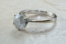 Load image into Gallery viewer, Salt and Pepper natural 1.44 carat diamond set solitaire ring, 18ct white gold, very quirky ring with this very off the beat large diamond