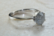 Load image into Gallery viewer, Salt and Pepper natural 1.44 carat diamond set solitaire ring, 18ct white gold, very quirky ring with this very off the beat large diamond