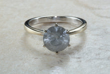 Load image into Gallery viewer, Salt and Pepper natural 1.44 carat diamond set solitaire ring, 18ct white gold, very quirky ring with this very off the beat large diamond