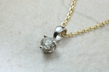 Load image into Gallery viewer, Elegant diamond solitaire necklace, One carat round Forever One Charles and Colvard diamond in 18ct white and yellow gold