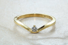 Load image into Gallery viewer, Very very dainty natural diamond set ring, small round diamond in solid 18ct yellow gold. Perfect as promise ring,enagement ring, ideal gift
