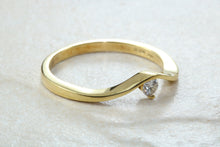 Load image into Gallery viewer, Very very dainty natural diamond set ring, small round diamond in solid 18ct yellow gold. Perfect as promise ring,enagement ring, ideal gift