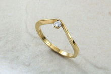 Load image into Gallery viewer, Very very dainty natural diamond set ring, small round diamond in solid 18ct yellow gold. Perfect as promise ring,enagement ring, ideal gift