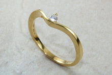 Load image into Gallery viewer, Very very dainty natural diamond set ring, small round diamond in solid 18ct yellow gold. Perfect as promise ring,enagement ring, ideal gift