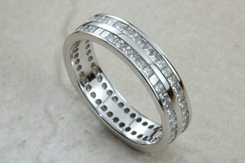 Very Dressy Band Full Circle set with Two Rows of Square Diamonds