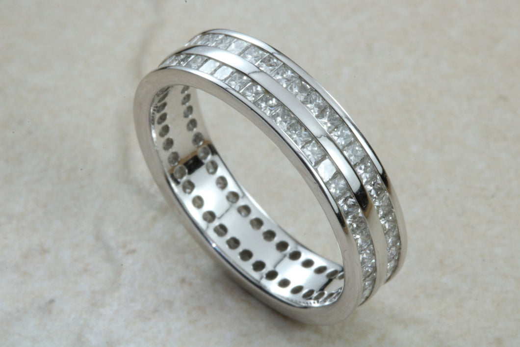 Very Dressy Band Full Circle set with Two Rows of Square Diamonds