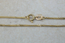 Load image into Gallery viewer, 9ct yellow gold chain, flat diamond cut curb chain, perfect for pendants or to wear alone. 18 inch long