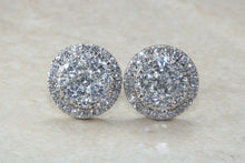Load image into Gallery viewer, Dressy diamond cluster stud earings,natural round cut diamonds set in 18ct white gold. This has to be the perfect gift for any occasion