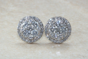 Dressy diamond cluster stud earings,natural round cut diamonds set in 18ct white gold. This has to be the perfect gift for any occasion