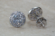 Load image into Gallery viewer, Dressy diamond cluster stud earings,natural round cut diamonds set in 18ct white gold. This has to be the perfect gift for any occasion